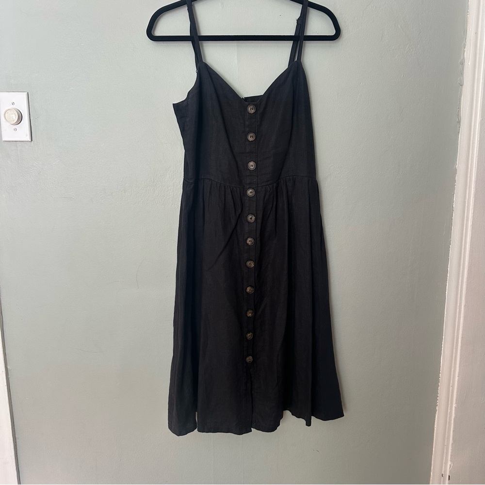 Reformation Thelma Linen Midi Dress Black Size 8 black